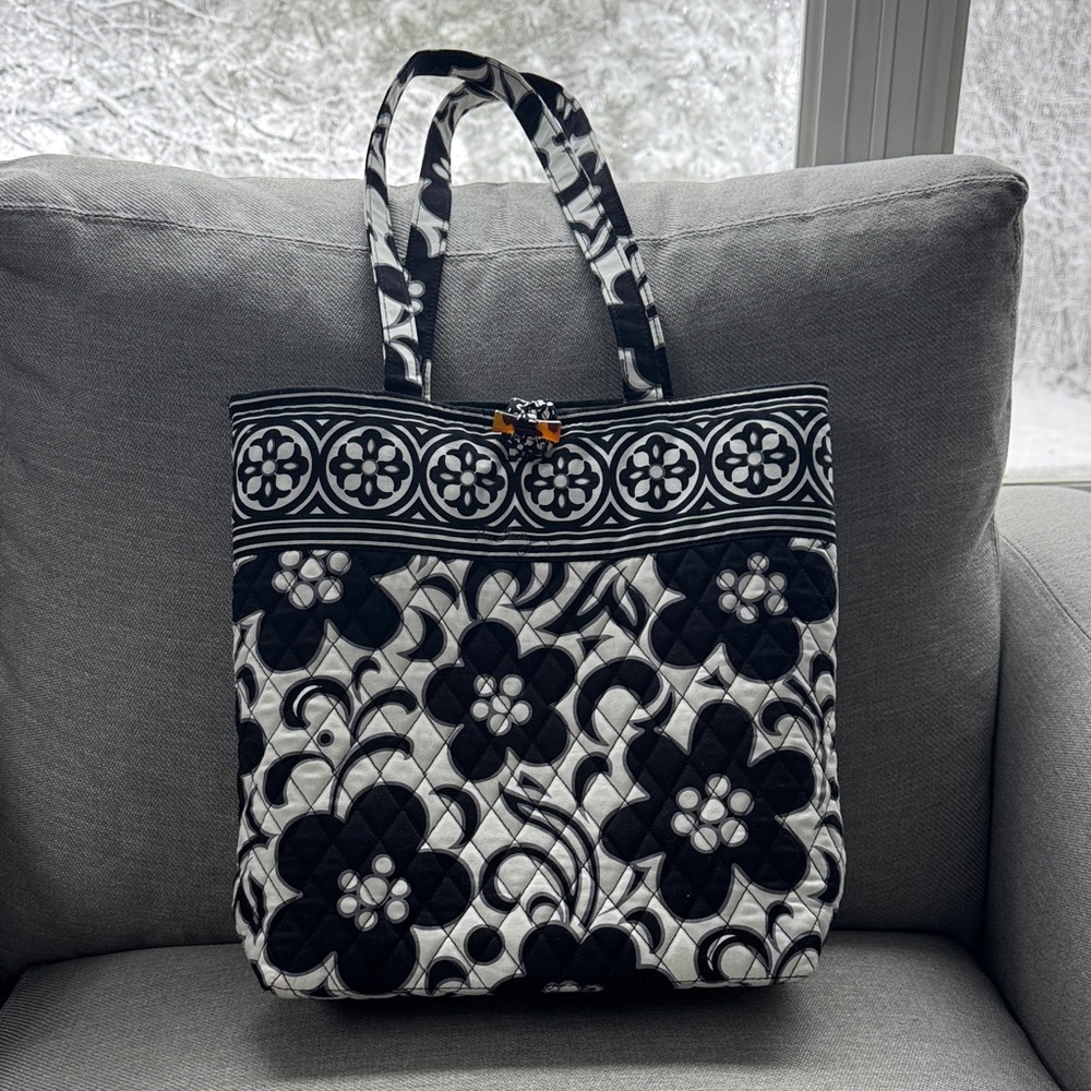 Vera Bradley Floral Black and White Tote Bag